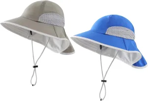 LLmoway Kids Beach Hat Boys Girls UPF50  Breathable Sun Hats with Flap for Toddler Kid Summer Outdoor Hiking Fishing 2-6Years