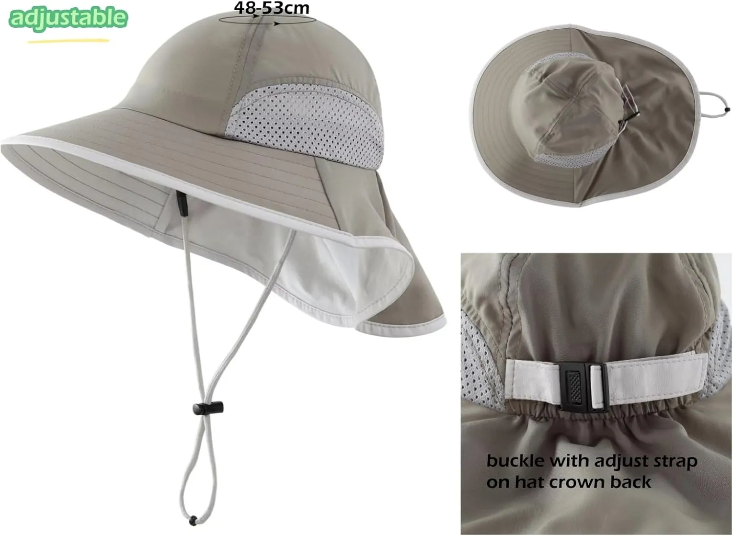 LLmoway Kids Beach Hat Boys Girls UPF50  Breathable Sun Hats with Flap for Toddler Kid Summer Outdoor Hiking Fishing 2-6Years