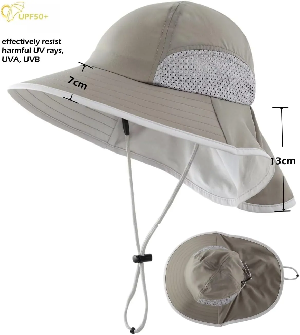 LLmoway Kids Beach Hat Boys Girls UPF50  Breathable Sun Hats with Flap for Toddler Kid Summer Outdoor Hiking Fishing 2-6Years