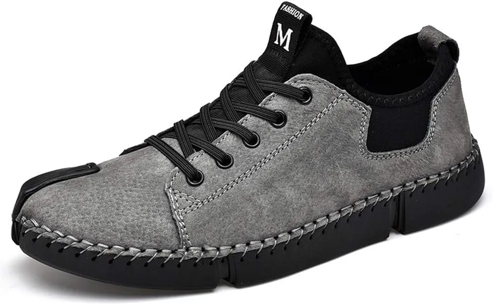 LLTMALL Men's Classic Handmade Leather Flats Leisure Lace-up Driving Shoes Skate Shoes