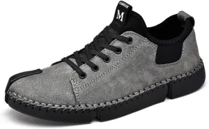 LLTMALL Men's Classic Handmade Leather Flats Leisure Lace-up Driving Shoes Skate Shoes