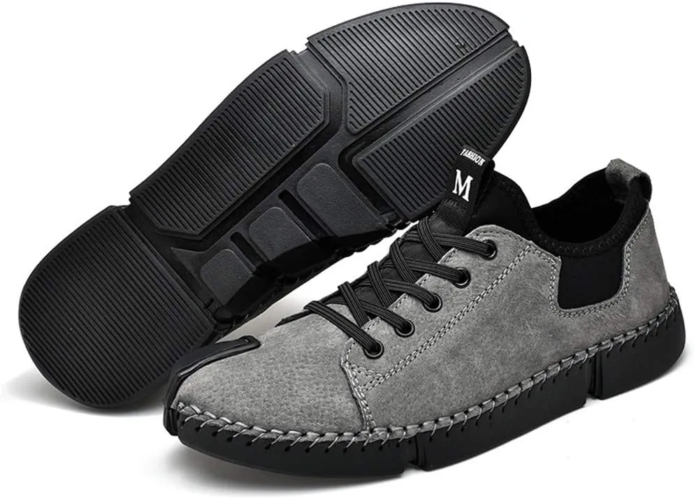 LLTMALL Men's Classic Handmade Leather Flats Leisure Lace-up Driving Shoes Skate Shoes