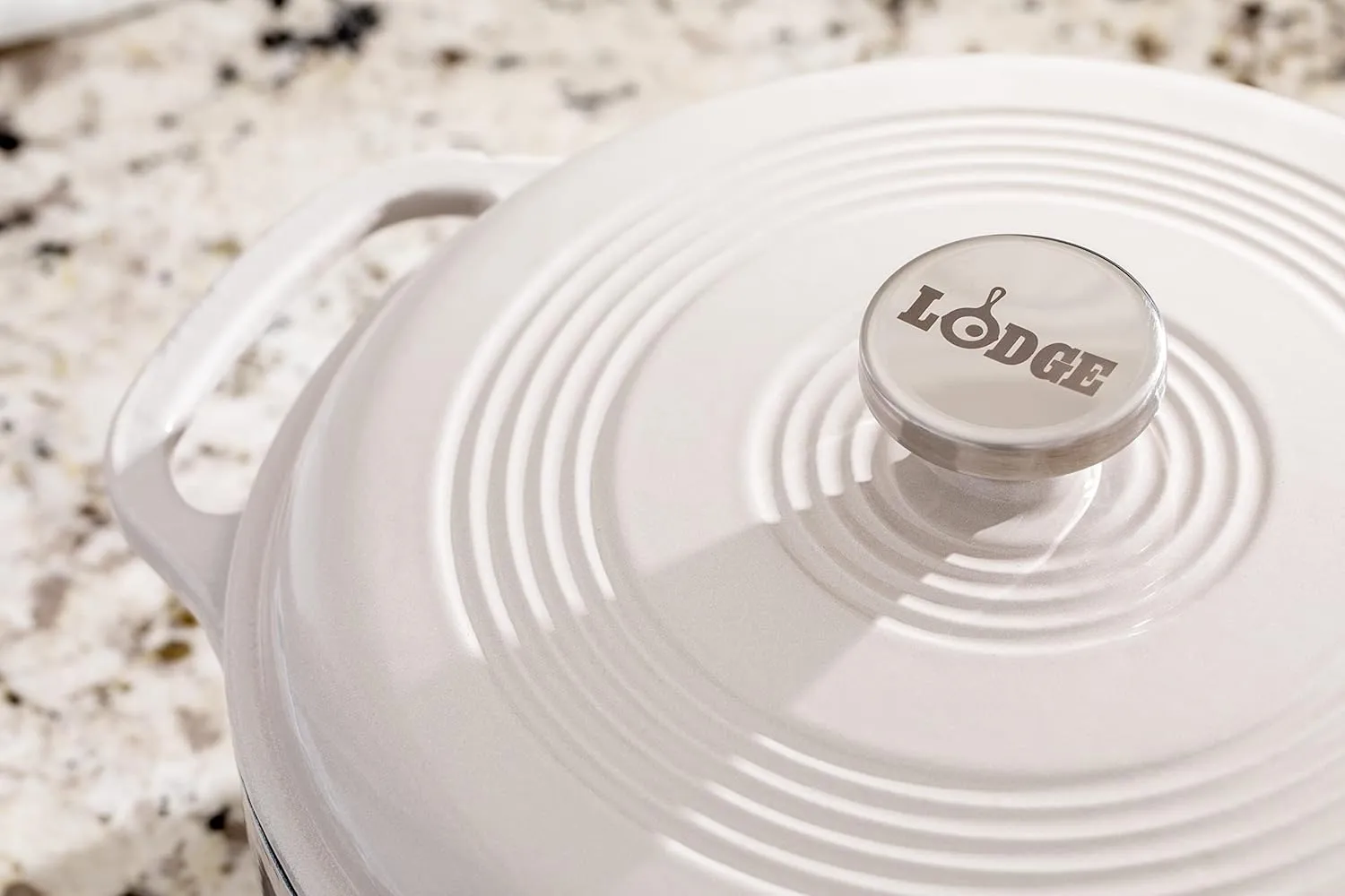 Lodge 6 Quart Enameled Cast Iron Dutch Oven with Lid – Dual Handles, Oven Safe up to 500°F, Stovetop Compatible – Marinate, Cook, Bake, Refrigerate & Serve – Oyster White