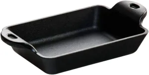 Lodge Heat Enhanced and Seasoned Cast Iron Rectangular Mini Server, 10-Ounce, Black