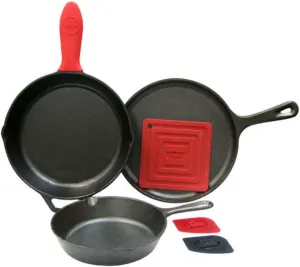 Lodge L6SPB41 Essential Skillet Set, 7-Piece, Black