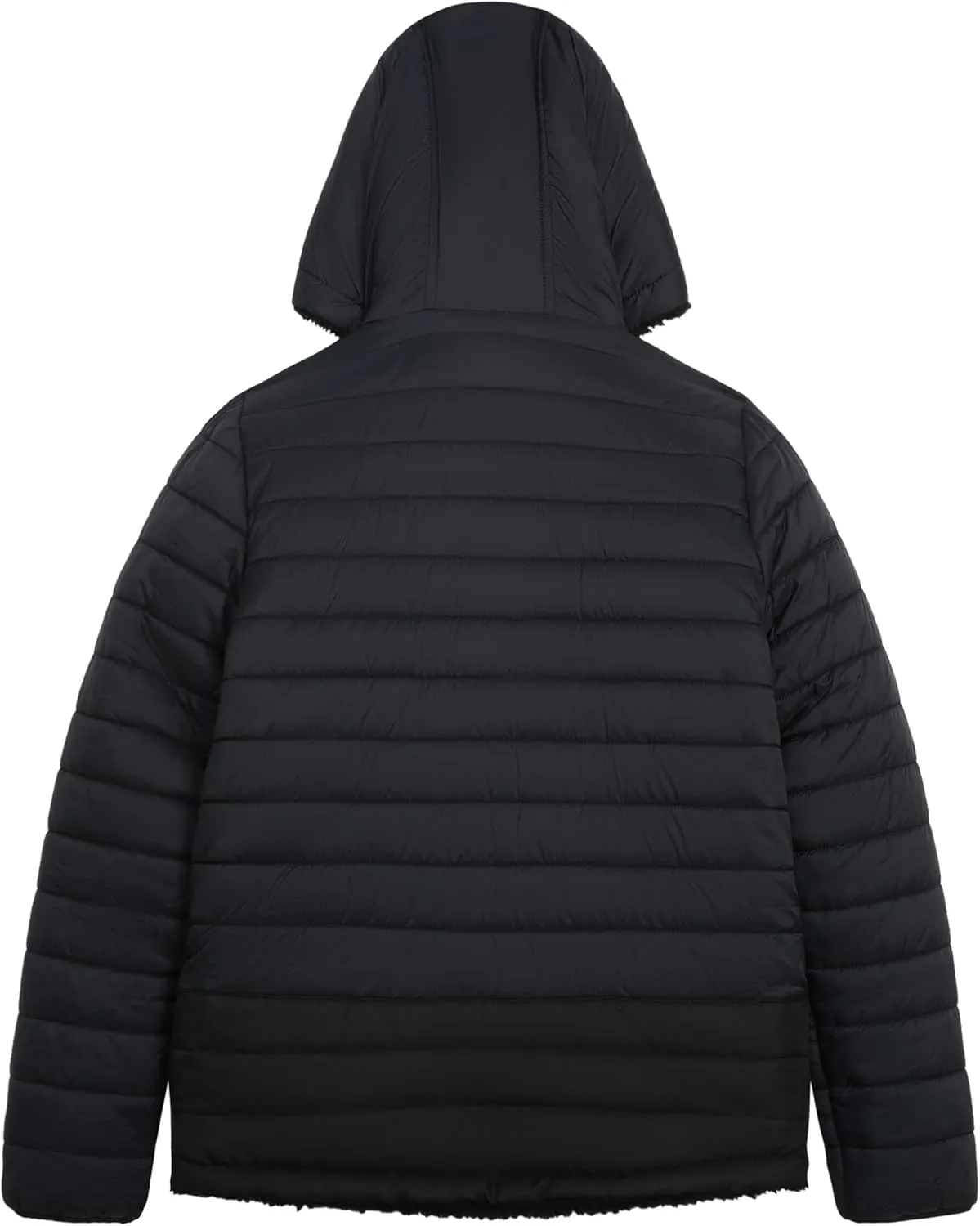 LONDON FOG Boys' Reversible Puffer-to-Sherpa Fleece Heavyweight Jacket