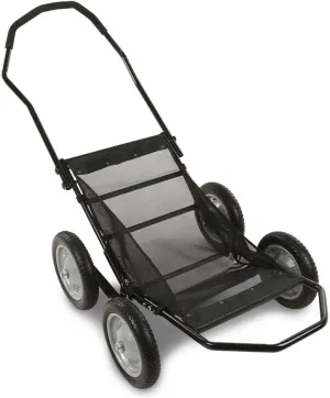 LQI 500lb Capacity Foldable Multi Use Deer Game Recovery Cart Black Utility Gear Dolly with 4 Oversized Wheels All Terrain Cart