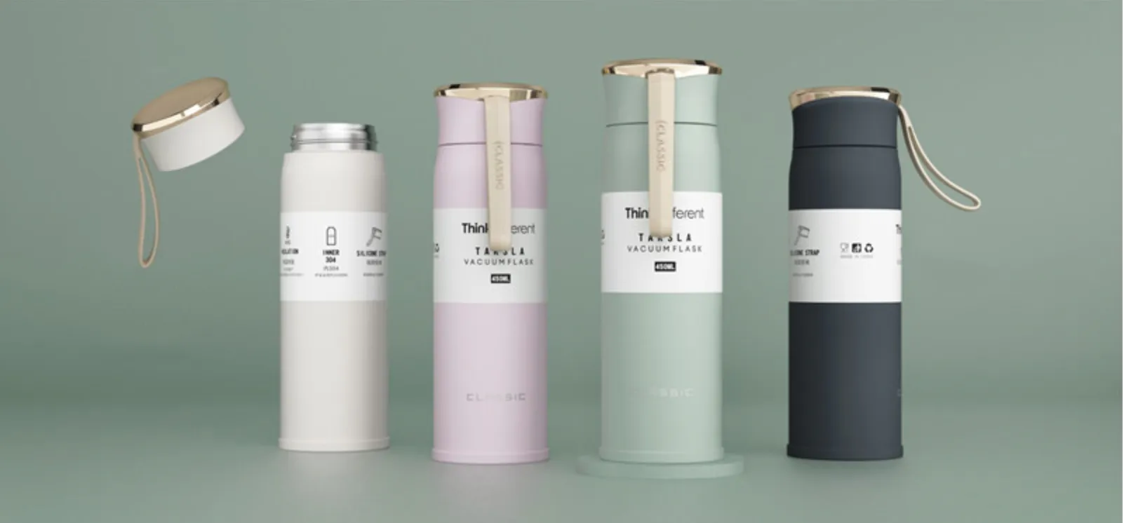 Luxury - Thermos Bottle 450ml Portable Insulated Cup 304 Stainless Steel Vacuum Flask (A Perfect Gift) Many Colours