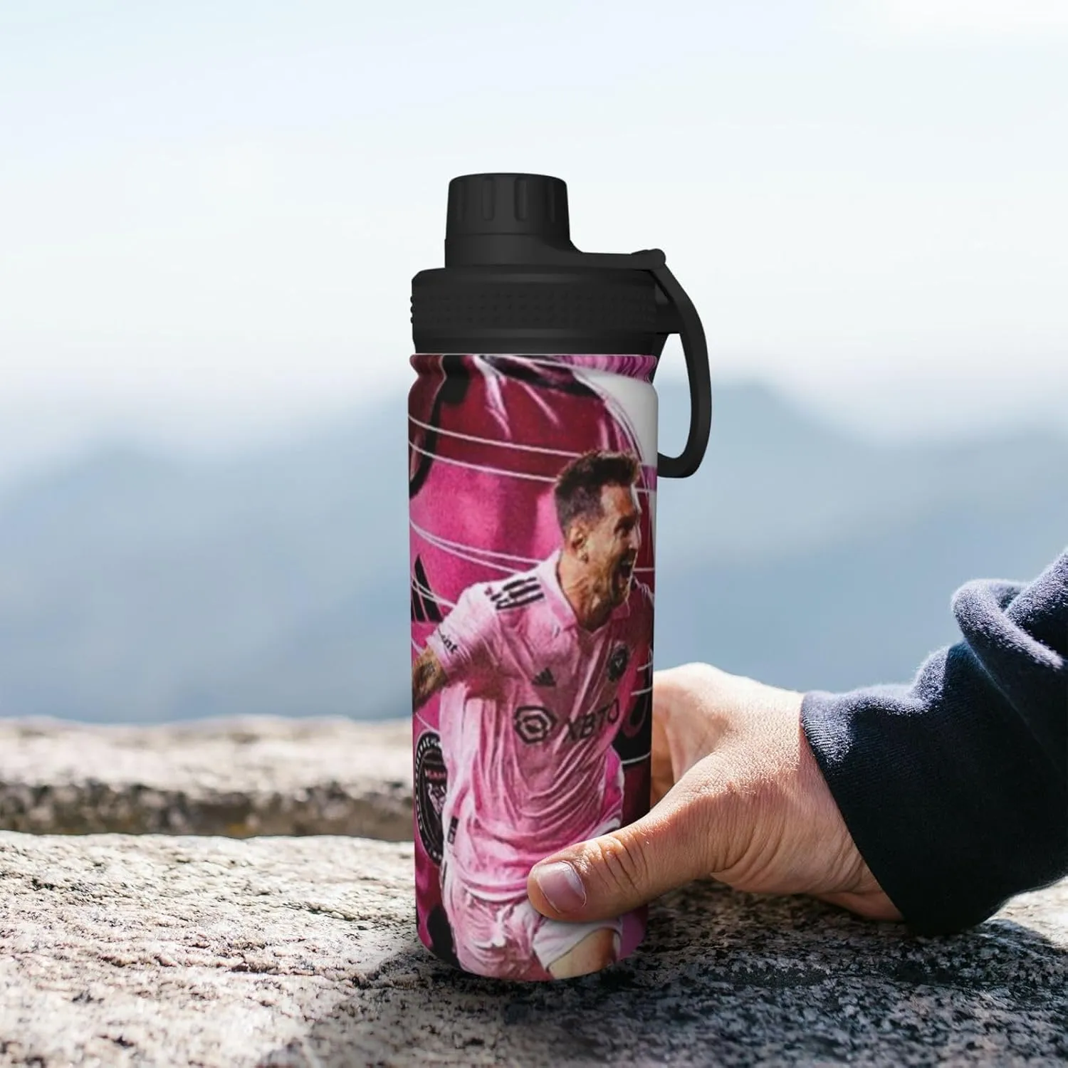 M-essi 18OZ sports insulated water bottle easy to carry with spout cover, insulated water bottle White