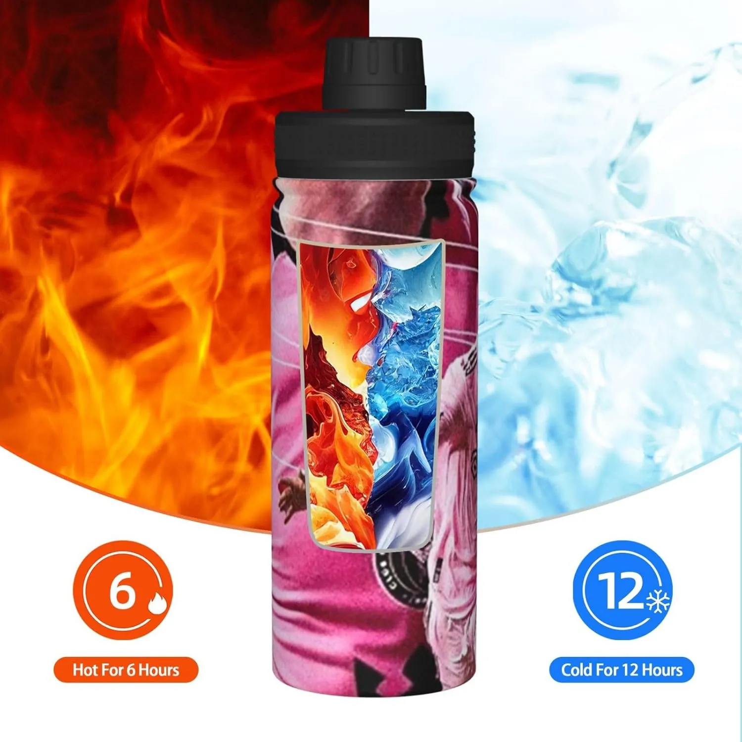 M-essi 18OZ sports insulated water bottle easy to carry with spout cover, insulated water bottle White