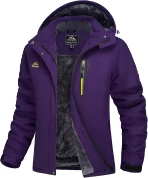 MAGCOMSEN Women's Ski Jackets Water Resistant Insulated Snow Jcakets Windproof Fleece Lined Winter Coats with Hood