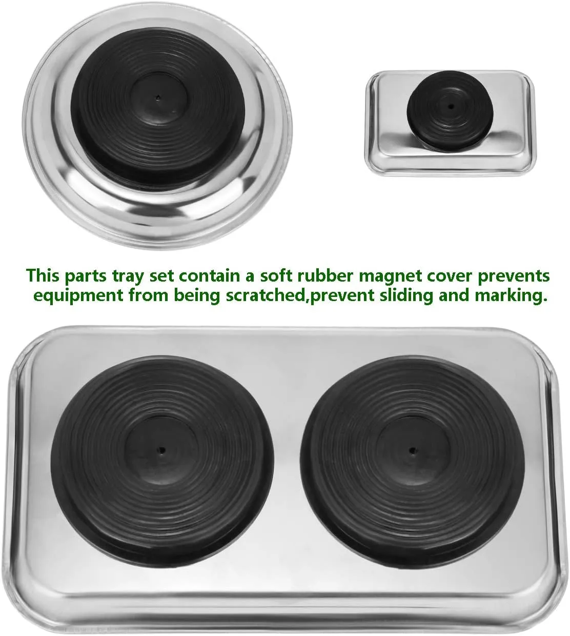 Magnetic Tray Holder 3pc,for Socket Screw Nuts Bolts Metal Parts,Extra Strong Magnet,Thickened Tray,Stainless Steel