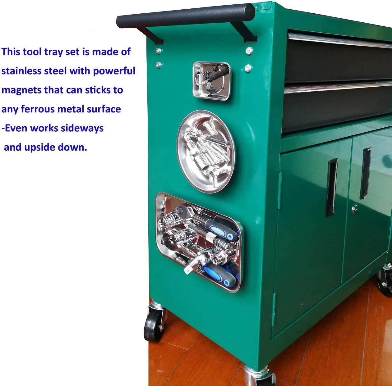 Magnetic Tray Holder 3pc,for Socket Screw Nuts Bolts Metal Parts,Extra Strong Magnet,Thickened Tray,Stainless Steel