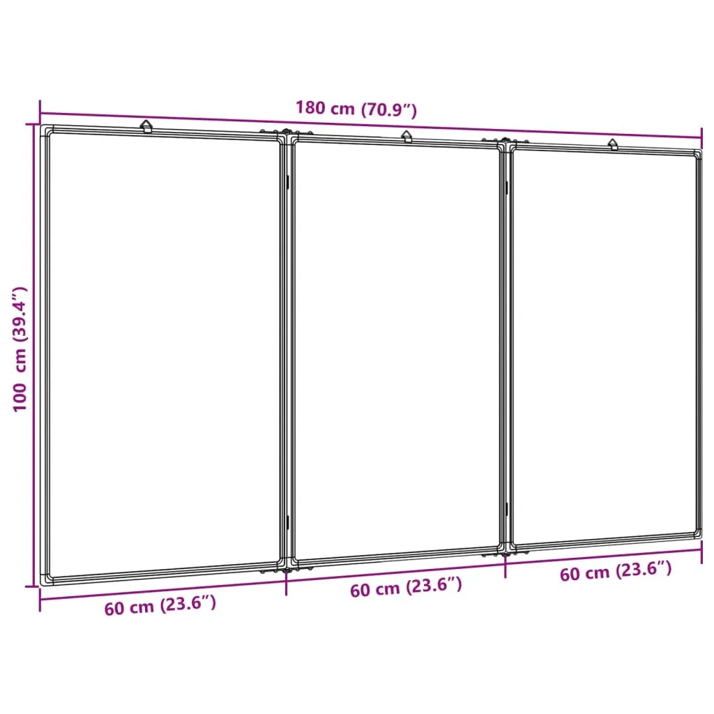 Magnetic Whiteboard Foldable 180x100x1.7 cm Aluminium