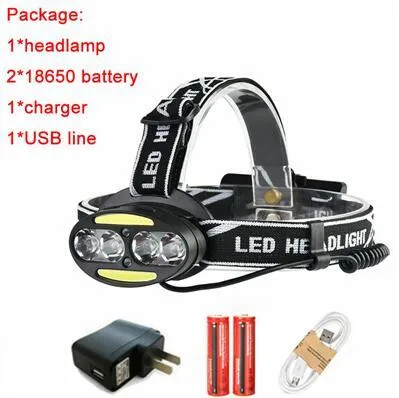 Maimu LED Headlamp 8 LED Headlight 12000lumens  Headlight USB Rechargeable 18650 Battery Head Lamp Lanterns Fishing Light D24