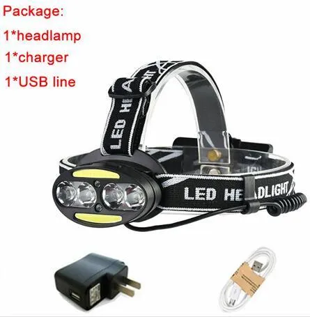 Maimu LED Headlamp 8 LED Headlight 12000lumens  Headlight USB Rechargeable 18650 Battery Head Lamp Lanterns Fishing Light D24