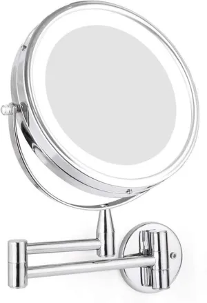 Makeup Mirror Makeup Mirror with Extendable LED 8 Inch 5X Magnifying Bathroom Wall Mounted Mirror Mural Light Vanity Makeup Bath Cosmetic Smart Mirrors