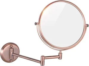 Makeup Mirror Shaving Mirror Bathroom Folding 360° Swivel Cosmetic Vanity Mirror Shaving in Bedroom or Bathroom/Pink Gold/3X