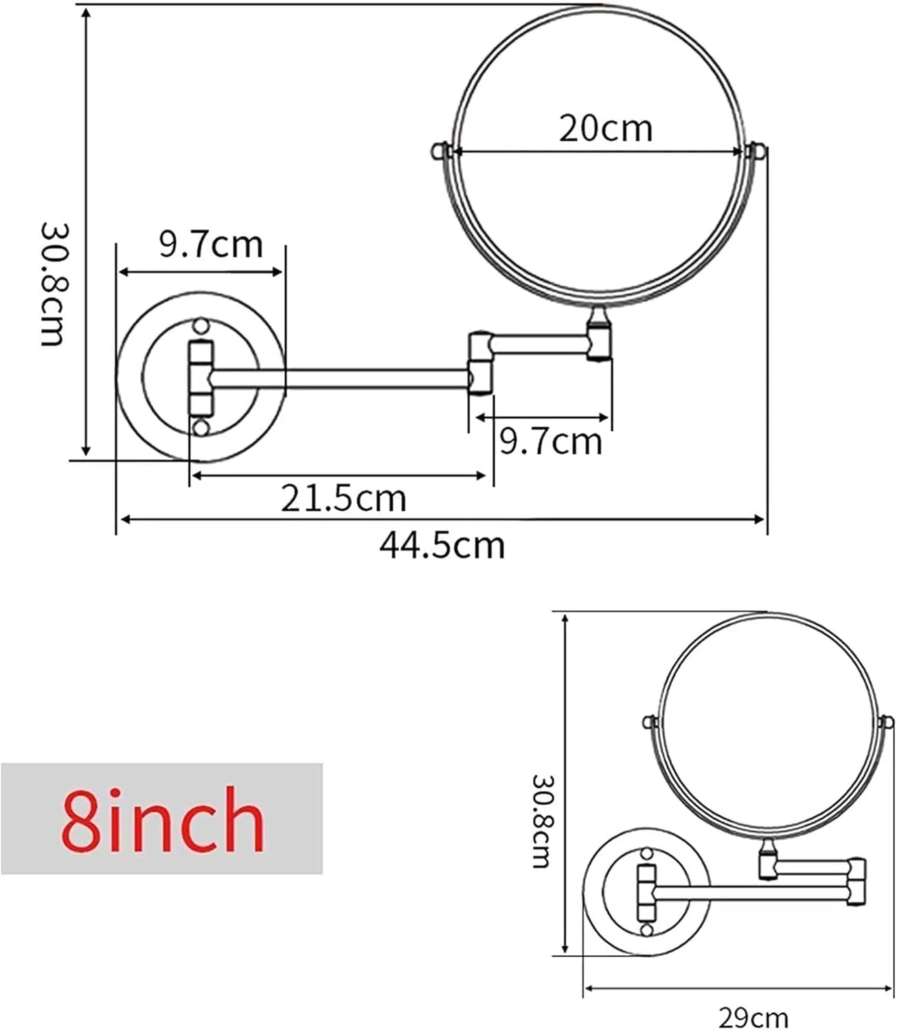 Makeup Mirror Shaving Mirror Bathroom Folding 360°Swivel Cosmetic Vanity Mirror Shaving in Bedroom or Bathroom/Black/5X