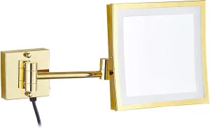 Makeup Mirror Vanity Mirrors,8.5 inch Single Sided Brass Lighted 3X Magnifying Makeup Shaving Folding with Switch Electrical Plug Shaving in Bedroom o