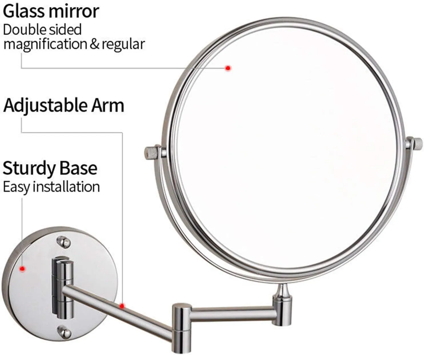 Makeup Mirrors, Double Sided Brass Magnifying, Extendable 360° Swivel Vanity Shaving Mirrors(3X)