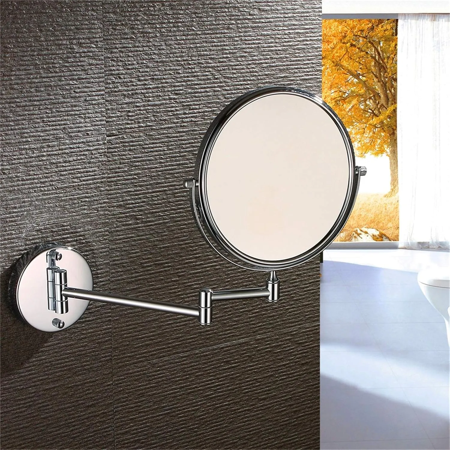 Makeup Mirrors, Double Sided Brass Magnifying, Extendable 360° Swivel Vanity Shaving Mirrors(3X)