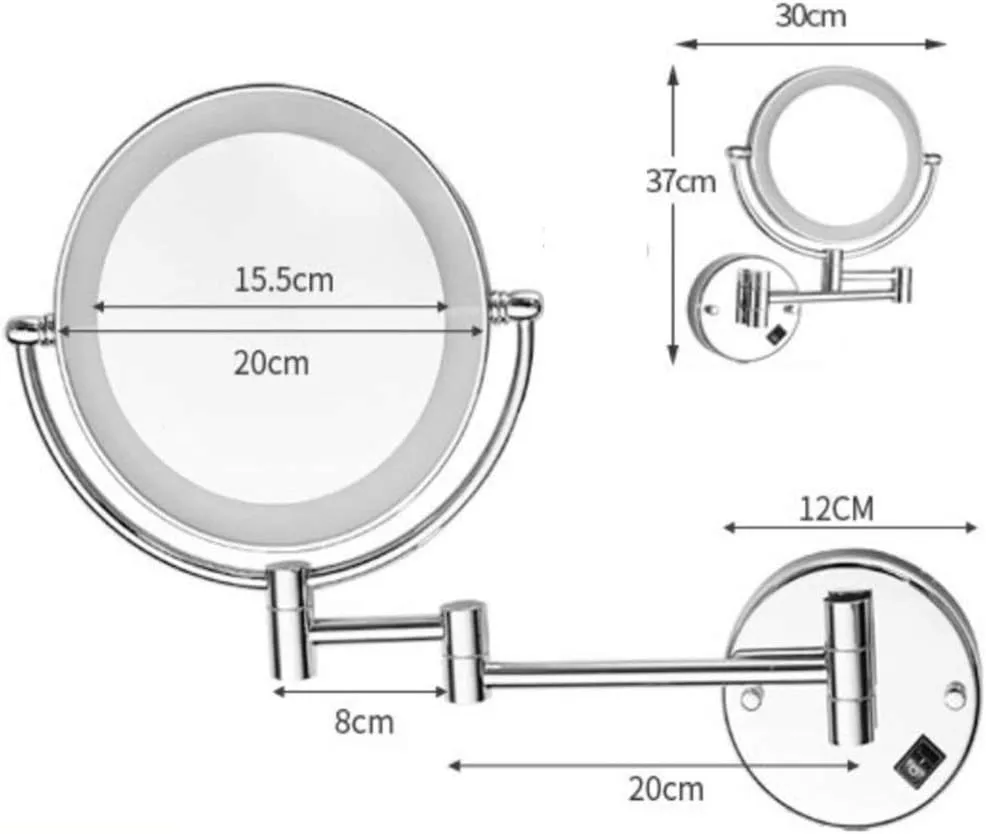 Makeup Vanity Mirror with Lights,Two-Sided Wall Mounted Beauty Mirror 3X Magnification Cosmetic Mirror 360° Swivel Bathroom Mirror Powered by Plug,SIL
