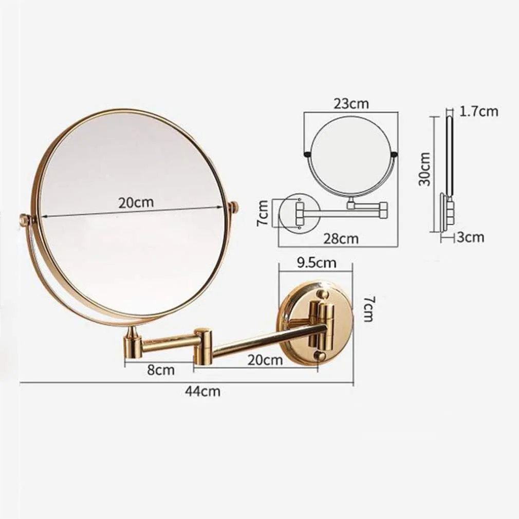 Makeup Vanity Mirror,Single Side Wall Mounted Beauty Mirror 3X Magnification Bathroom Mirror 360° Swivel Extendable Cosmetic Mirror,Silver (Silver 8in