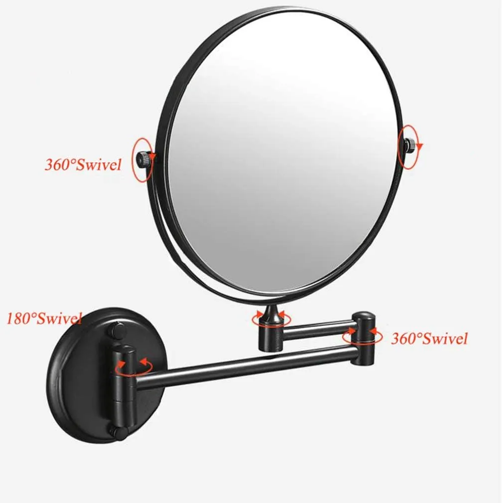 Makeup Vanity Mirror,Two-Sided Wall Mounted 3X Magnification Bathroom Mirror 360°Swivel Extendable Cosmetic Mirror,Black