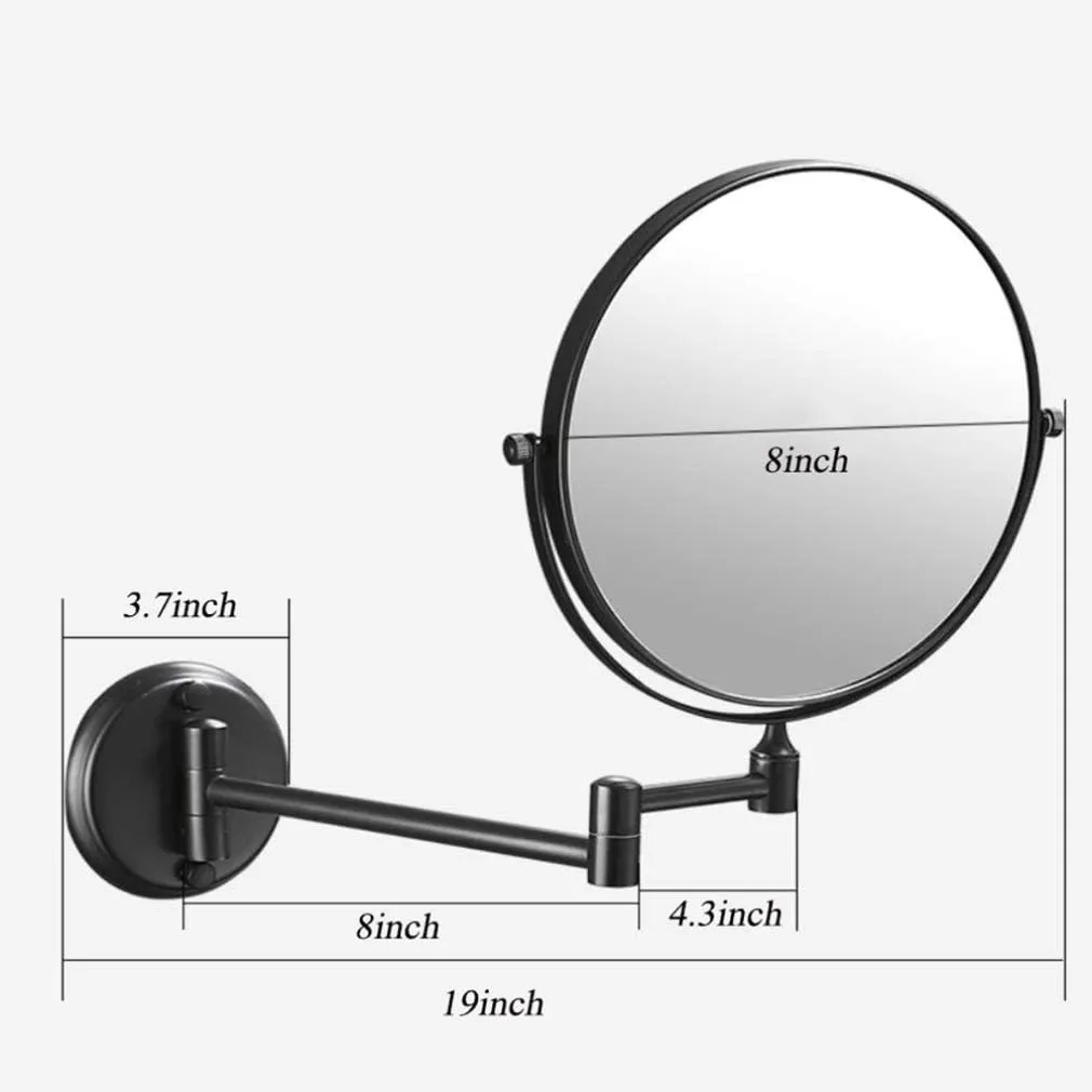 Makeup Vanity Mirror,Two-Sided Wall Mounted 3X Magnification Bathroom Mirror 360°Swivel Extendable Cosmetic Mirror,Black