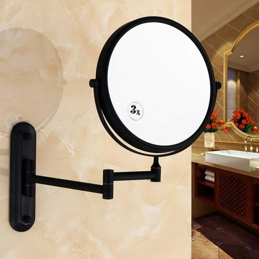 Makeup Vanity Mirror,Two-Sided Wall Mounted Beauty Mirror 3X Magnification Bathroom Mirror 360°Swivel Extendable Cosmetic Mirror