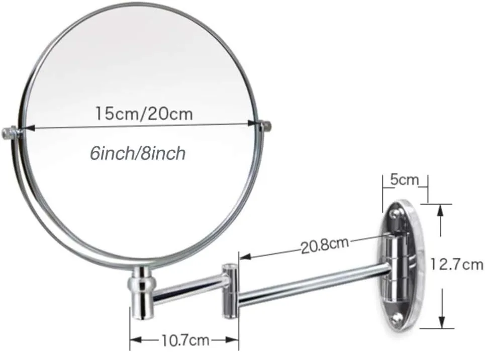 Makeup Vanity Mirror,Two-Sided Wall Mounted Beauty Mirror 3X Magnification Bathroom Mirror 360°Swivel Extendable Cosmetic Mirror,Silver(8inch)