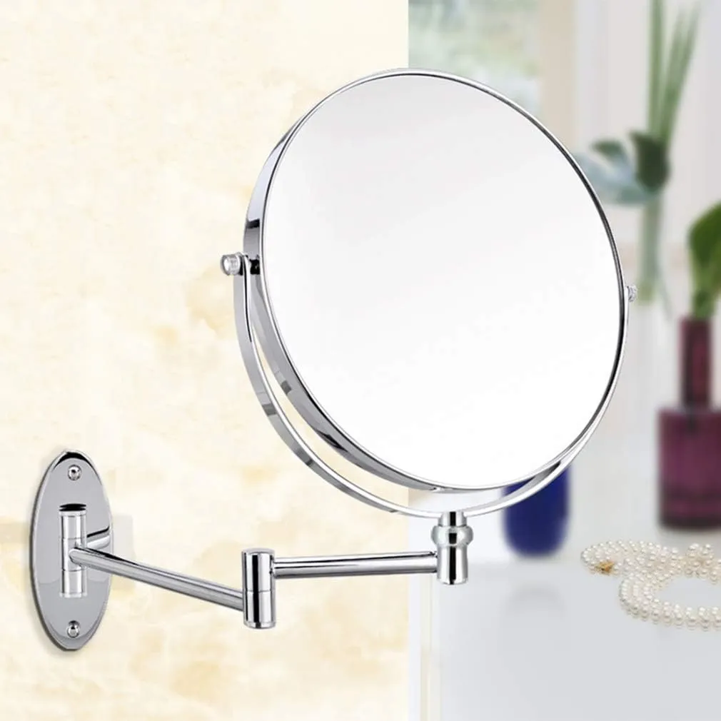 Makeup Vanity Mirror,Two-Sided Wall Mounted Beauty Mirror 3X Magnification Bathroom Mirror 360°Swivel Extendable Cosmetic Mirror,Silver(8inch)
