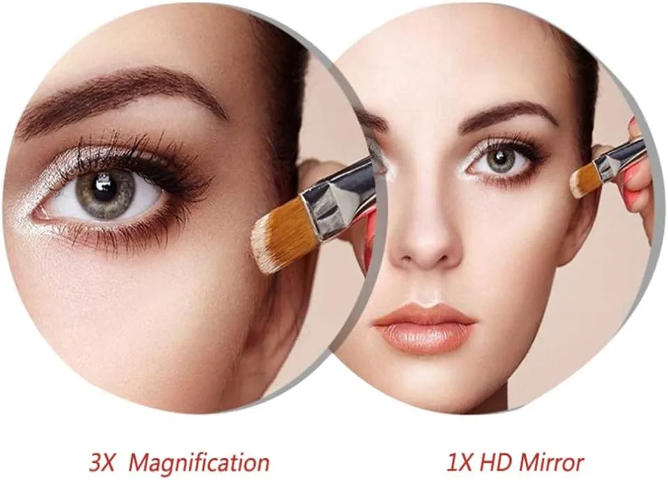Makeup Vanity Mirror,Two-Sided Wall Mounted Beauty Mirror 3X Magnification Bathroom Mirror 360°Swivel Extendable Cosmetic Mirror,Silver(8inch)
