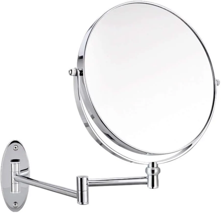 Makeup Vanity Mirror,Two-Sided Wall Mounted Beauty Mirror 3X Magnification Bathroom Mirror 360°Swivel Extendable Cosmetic Mirror,Silver(8inch)