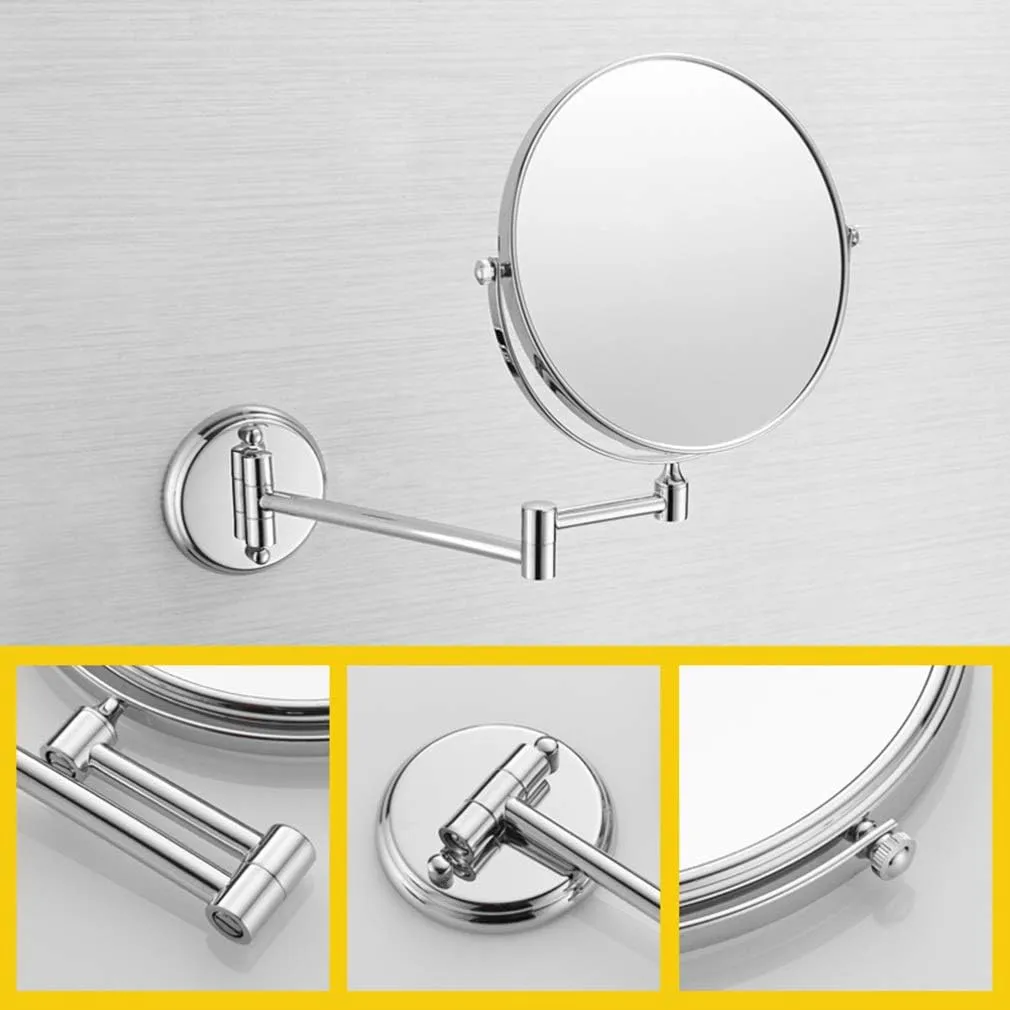 Makeup Vanity Mirror,Two-Sided Wall Mounted Beauty Mirror 3X Magnification Bathroom Mirror 360°Swivel Extendable Cosmetic Mirror,Silver(Silver)