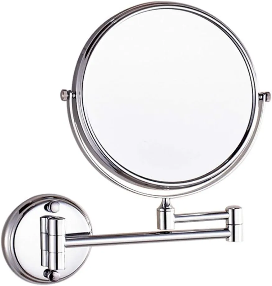 Makeup Vanity Mirror,Two-Sided Wall Mounted Beauty Mirror 3X Magnification Bathroom Mirror 360°Swivel Extendable Cosmetic Mirror,Silver(Silver)