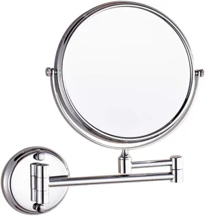 Makeup Vanity Mirror,Two-Sided Wall Mounted Beauty Mirror 3X Magnification Bathroom Mirror 360°Swivel Extendable Cosmetic Mirror,Silver(Silver)