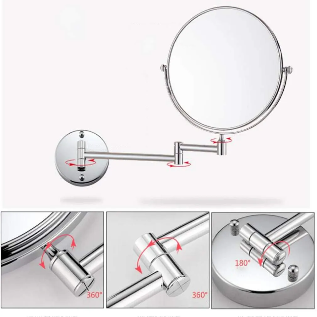 Makeup Vanity Mirror,Two-Sided Wall Mounted Beauty Mirror 3X Magnification Cosmetic Mirror 360°Swivel Extendable Bathroom Mirror,Chrome(6inch)