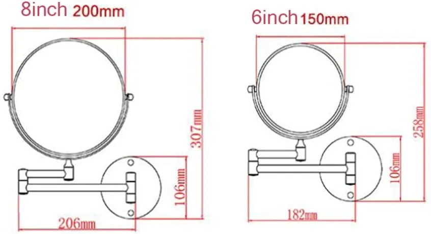 Makeup Vanity Mirror,Two-Sided Wall Mounted Beauty Mirror 3X Magnification Cosmetic Mirror 360°Swivel Extendable Bathroom Mirror,Chrome(6inch)