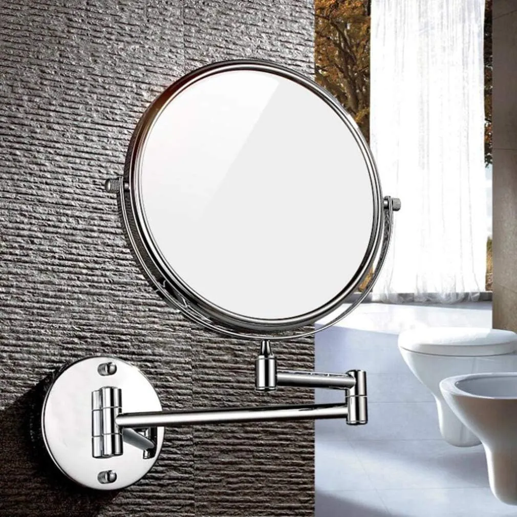 Makeup Vanity Mirror,Two-Sided Wall Mounted Beauty Mirror 3X Magnification Cosmetic Mirror 360°Swivel Extendable Bathroom Mirror,Chrome(6inch)