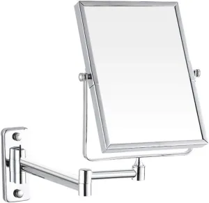 Makeup Vanity Mirror,Two-Sided Wall Mounted Beauty Mirror 3X Magnification Cosmetic Mirror 360°Swivel Extendable Bathroom Mirror,Silver
