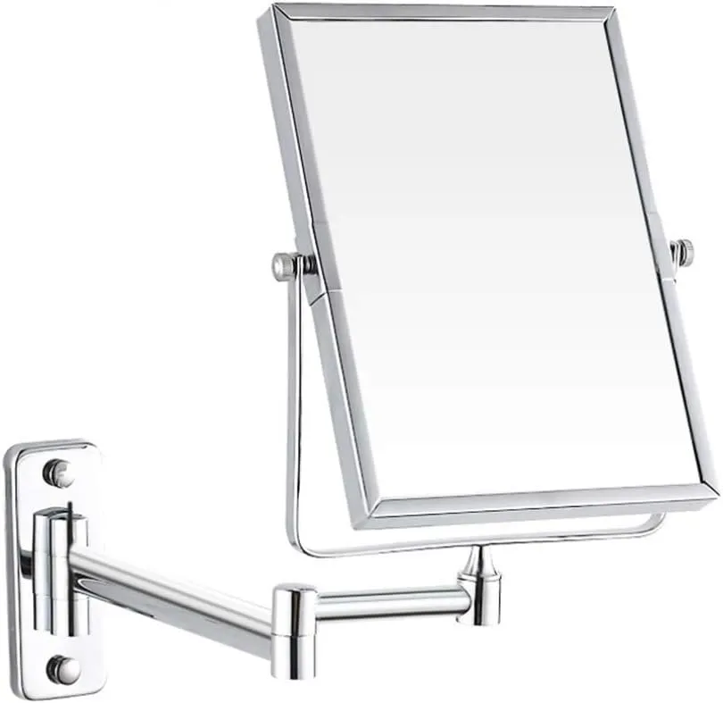 Makeup Vanity Mirror,Two-Sided Wall Mounted Beauty Mirror 3X Magnification Cosmetic Mirror 360°Swivel Extendable Bathroom Mirror,Silver