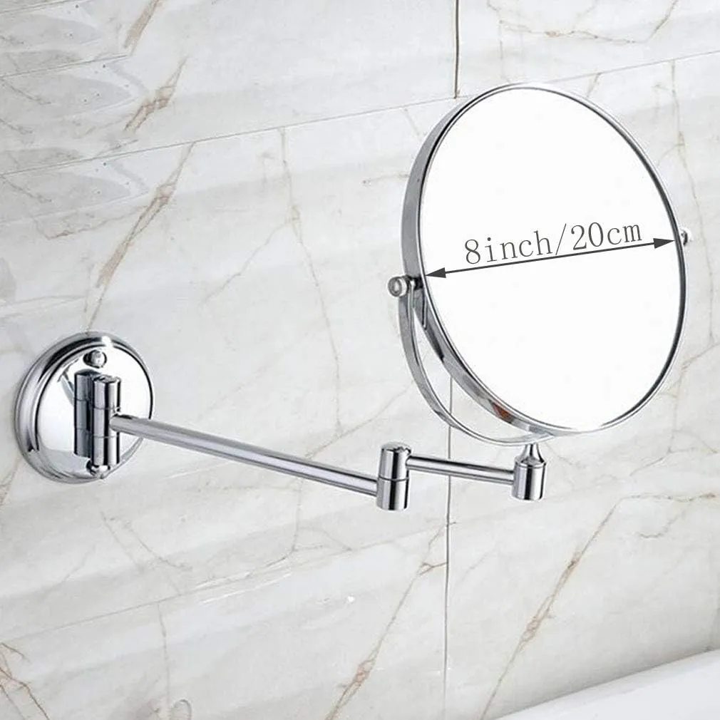 Makeup Vanity Mirror,Two-Sided Wall Mounted Beauty Mirror 3X Magnification Cosmetic Mirror 360°Swivel Extendable Cosmetic Mirror,Silver Mirror