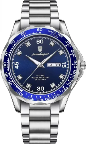 Male Luxury Quartz Wristwatch Waterproof Luminous Business Date Week Watch for Men Stainless Steel Sport Men's Watches