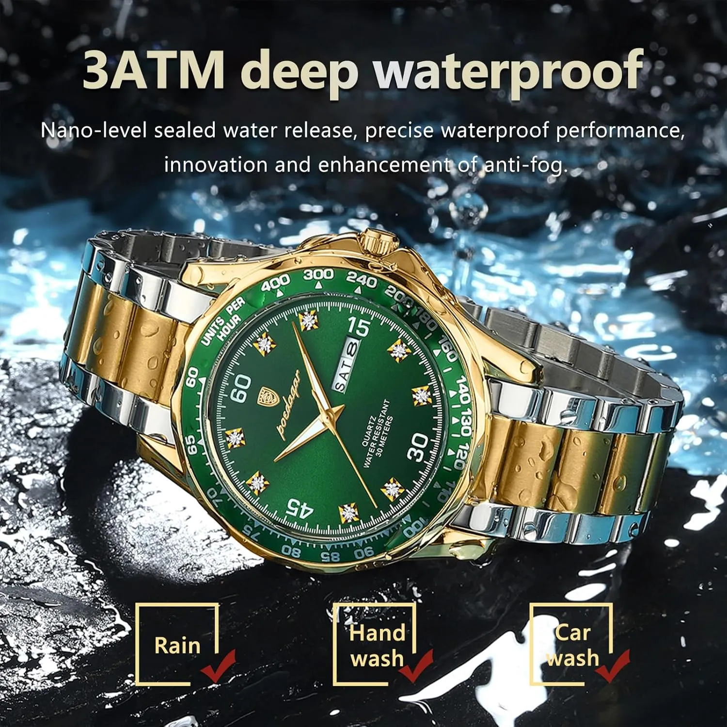 Male Luxury Quartz Wristwatch Waterproof Luminous Business Date Week Watch for Men Stainless Steel Sport Men's Watches