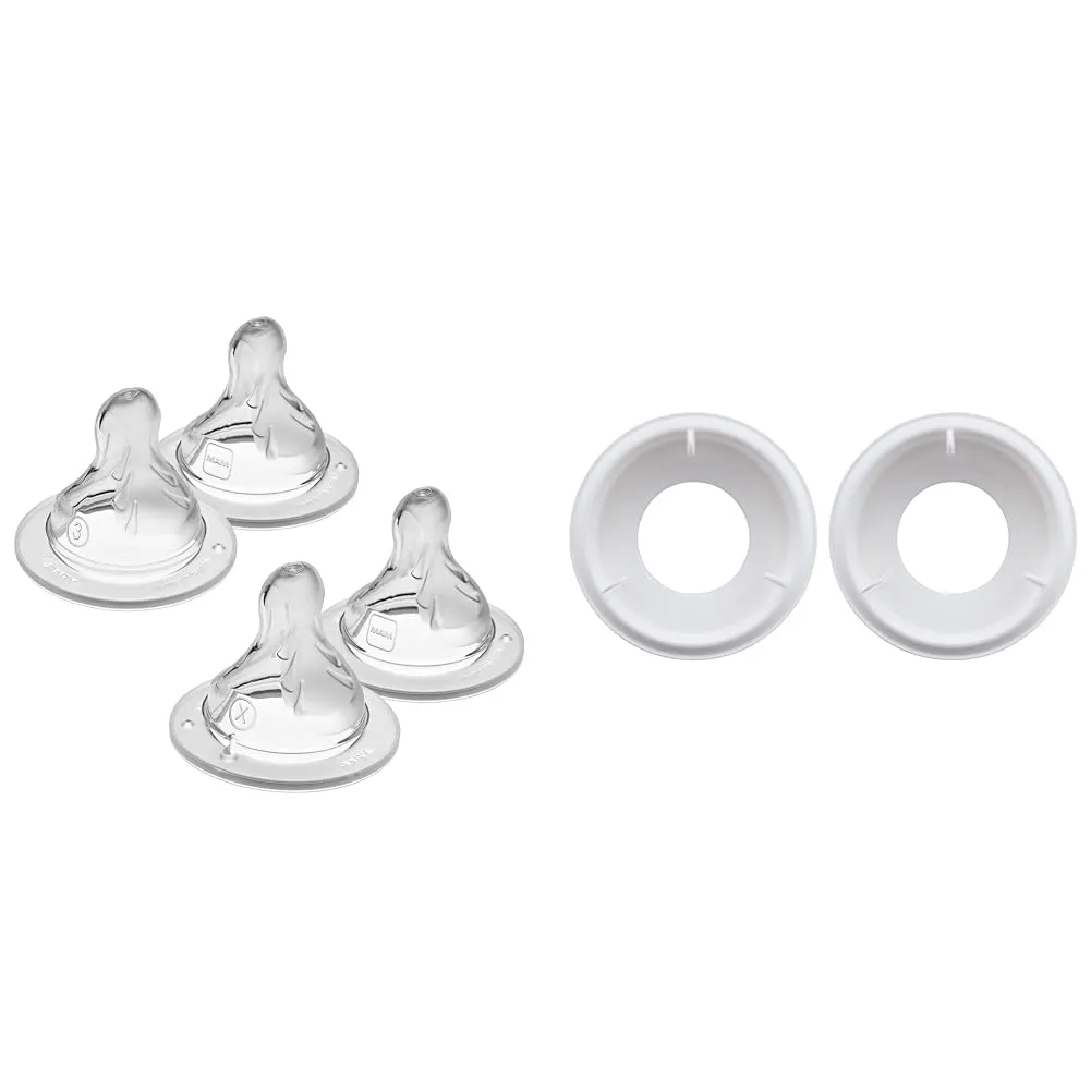 MAM Bottle Nipples Mixed Flow Pack with Anti Colic Valve Replacements for MAM Bottles, 4 Pack