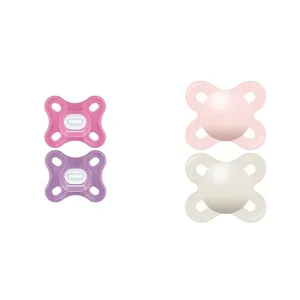MAM Comfort Baby Pacifier, 100% Lightweight Silicone, Sterilizer Case, Girl, 0-3 Months (Pack of 2) & Original Start Matte Newborn Baby Pacifier, Best Pacifier for Breastfed Babies