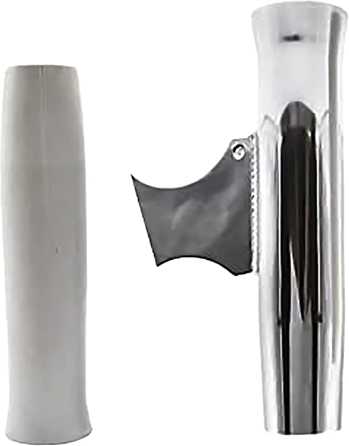 MARINE CITY Aluminum Flared Weld-on White Vinyl Insert Adjustable Fishing Rod Holder (Length: 10 Inches Dia.:1-7/8 Inches) for Marines – Boats – Ships – Yachts