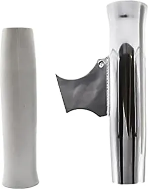 MARINE CITY Aluminum Flared Weld-on White Vinyl Insert Adjustable Fishing Rod Holder (Length: 10 Inches Dia.:1-7/8 Inches) for Marines – Boats – Ships – Yachts